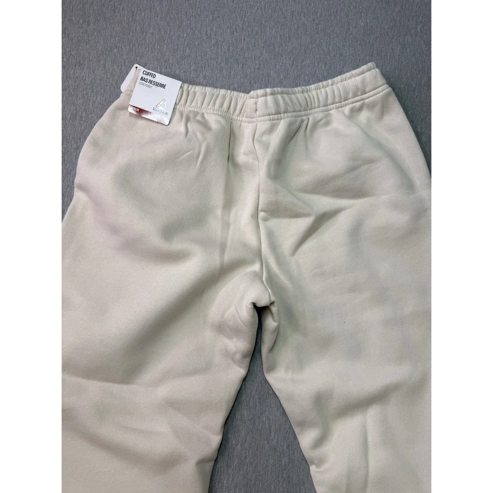 Reebok Men's Beige Cuffed Pants M Cotton Polyester Elastic Waist Drawstring